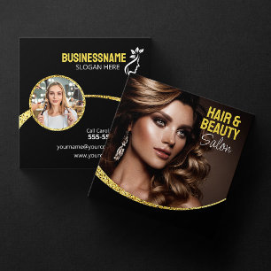 Glamourösa Guld Glitter Hår Stylist Skönhetssalong Fyrkantigt Visitkort