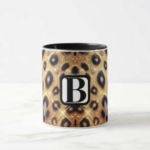 Glamourösa guld och svarta leopard cheetah-print  mugg