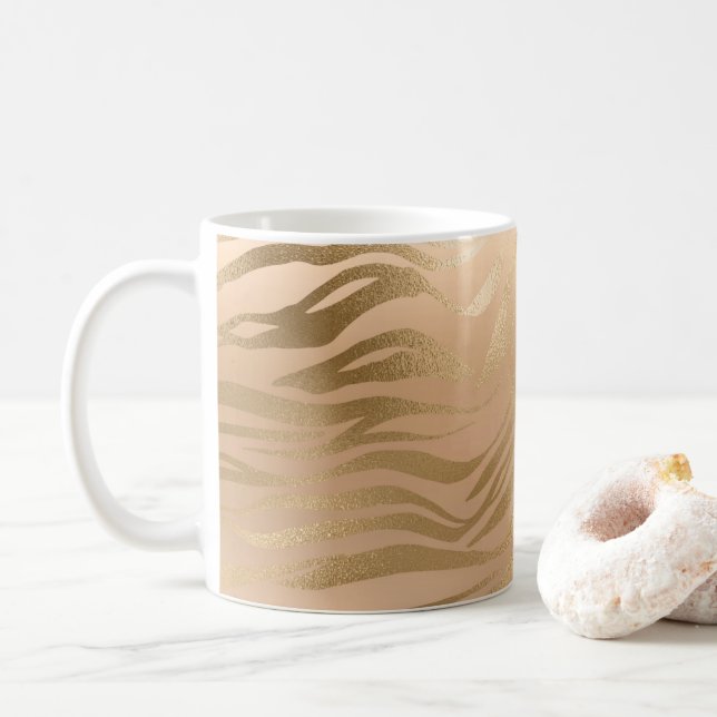Glamourösa ljusbruna leopardfläckar djurtryck kaffemugg (Med munk)
