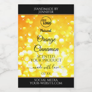 Glamourösa Orange Glittrande Glitter Produktetiket Mat Etikett