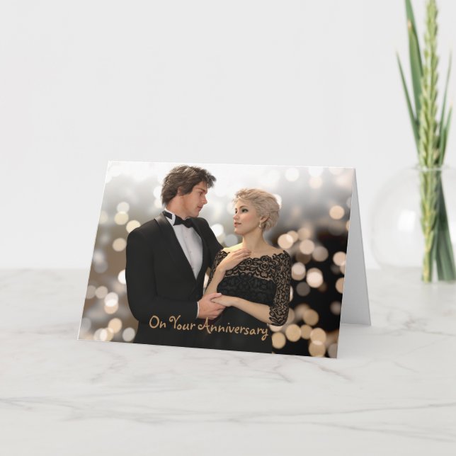 Glamourösa par med glittrande bokeh kort (Framsida)