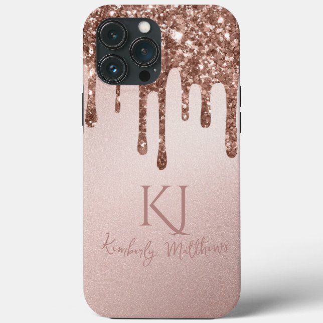 Glamourösa Rosa Guld Glitter Förbokstäver (Baksida)