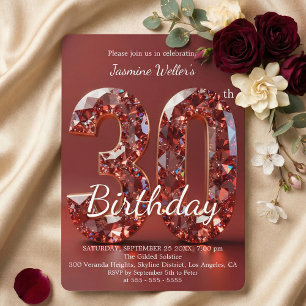 Glamourösa Ruby Red Diamond 30-årsdag Inbjudningar
