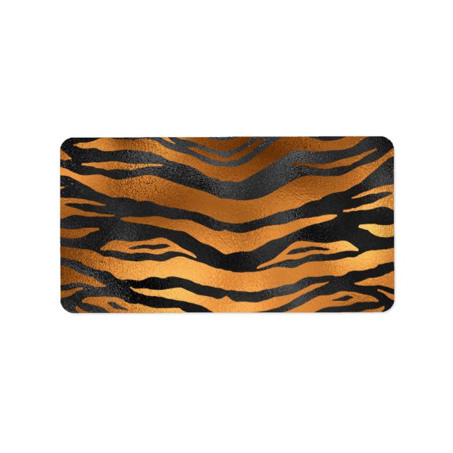 Glamourösa svarta bruna tiger ränder Djurtryck Adressetikett (Framsidan)