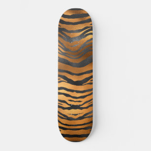 Glamourösa svarta bruna tiger ränder Djurtryck Mini Skateboard Bräda 18,5 Cm
