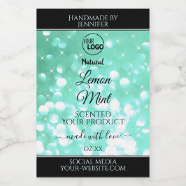 Glamourösa Teal Glitterlogotyp Produktetiketter Mat Etikett