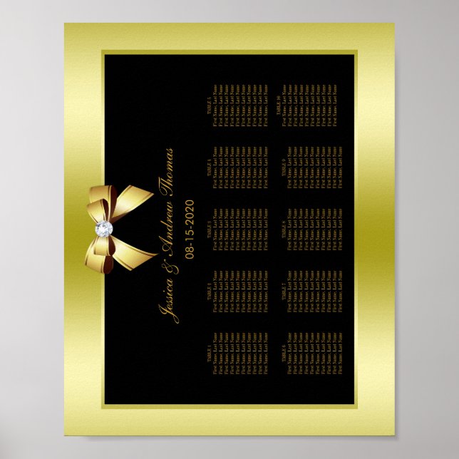 Glamouröst guld Böjd & Svart Bröllop Poster (Framsidan)