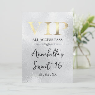 Glamouröst guld VIP på silver Inbjudningar