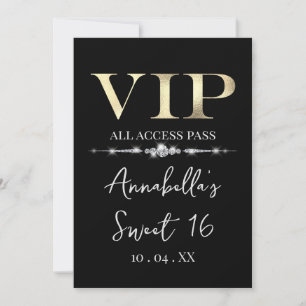Glamouröst guld VIP på svart Inbjudningar