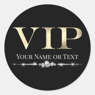 Glamouröst guld VIP på svart Runt Klistermärke
