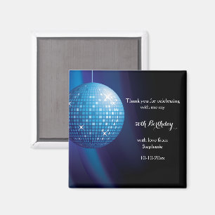 Glamourous 50:e födelsedagen Blue Party Disco Boll Magnet