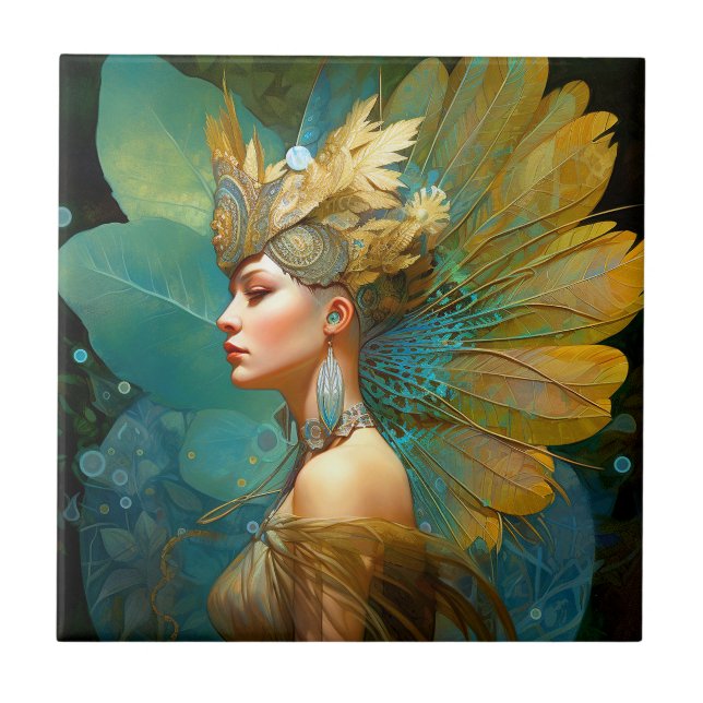 Glamourous Fairy Woman Fantasy Art Kakelplatta (Framsidan)