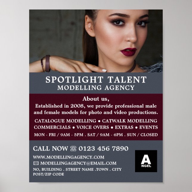 Glamourous Model, Modeling Agency, Model Agent Poster (Framsidan)