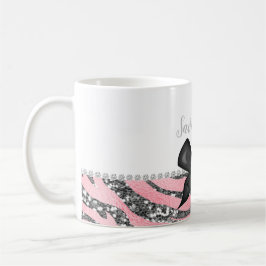 Glamourous Ro Rosa Silver Glitter Monogram Kaffemugg