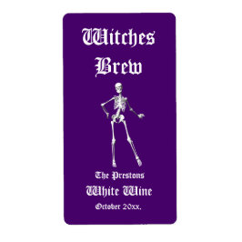 Glamourous Skeletons Witches Brew Vin Label purpl Fraktsedel