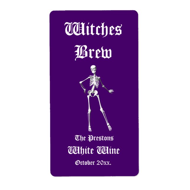 Glamourous Skeletons Witches Brew Vin Label purpl Fraktsedel (Framsidan)