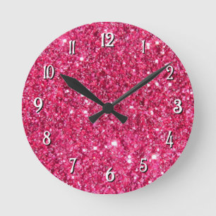 Glamourshock rosaglitter rund klocka