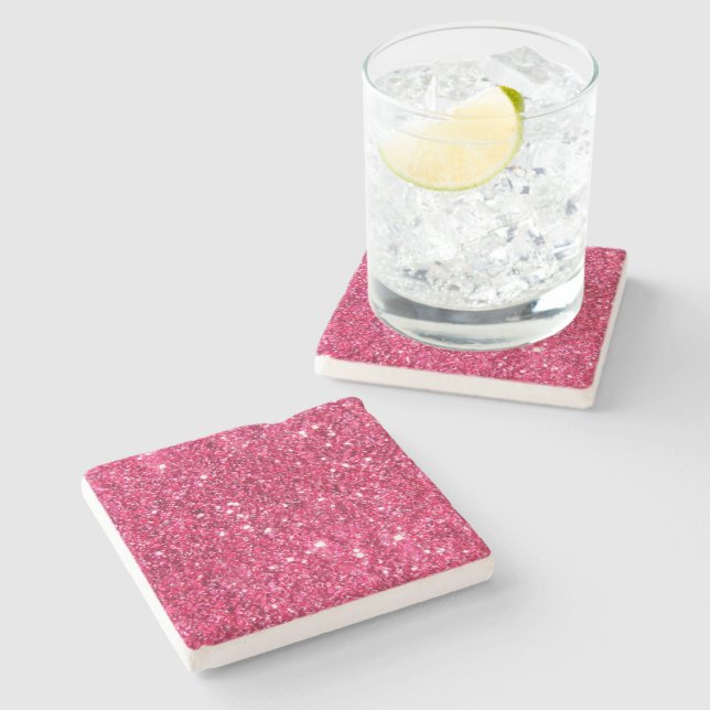 Glamourshock rosaglitter underlägg sten (Sidan)