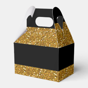 Glamoursvartrandar med utskrivavet guld- glitter presentaskar