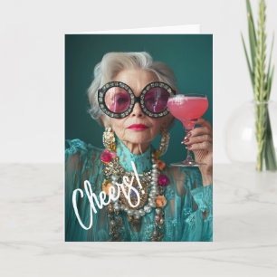 Glamous Äldre Woman Bold Luxury Mode Inbjudan