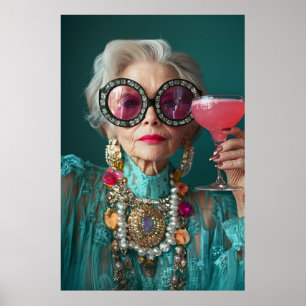Glamous Äldre Woman Bold Luxury Mode Poster