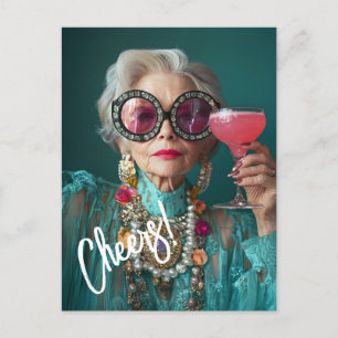 Glamous Äldre Woman Bold Luxury Mode Vykort