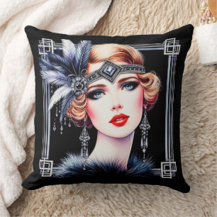 Glamous Art Deco Flapper Cushion Kudde