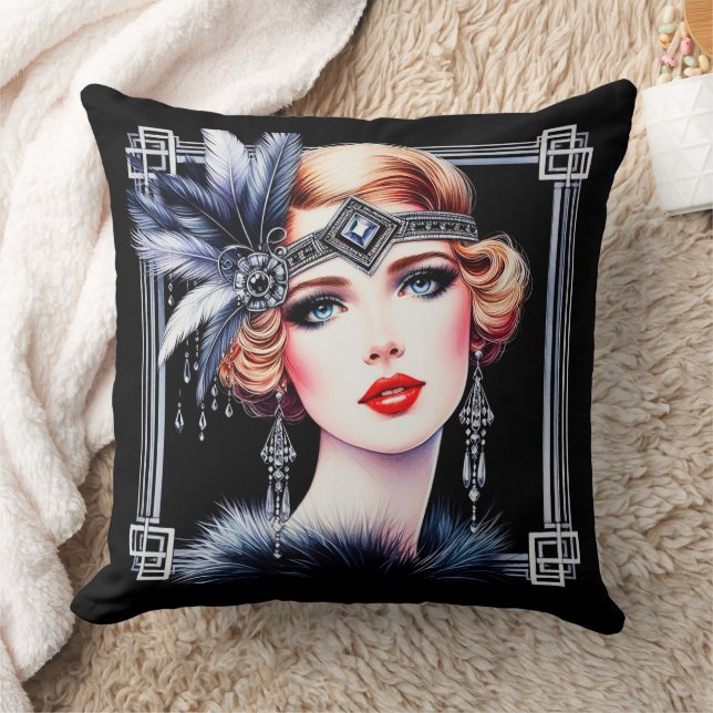 Glamous Art Deco Flapper Cushion Kudde (Filt)