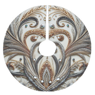 Glamous Baroque Design med Glitter & Gemstones Julgransmatta Borstad Polyester