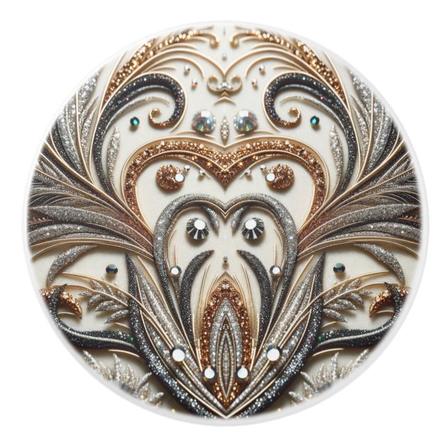 Glamous Baroque Design med Glitter & Gemstones Knopp (Framsidan)