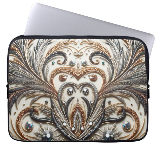 Glamous Baroque Design med Glitter & Gemstones Laptop Fodral (Framsidan)