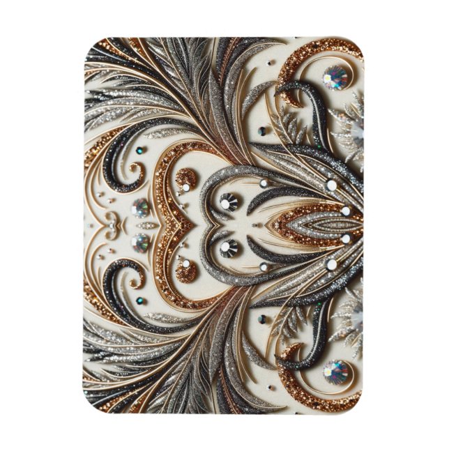 Glamous Baroque Design med Glitter & Gemstones Magnet (Vertikal)
