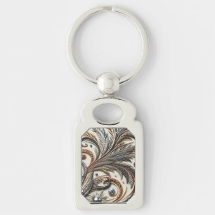 Glamous Baroque Design med Glitter & Gemstones Rektangulärt Silverfärgad Nyckelring