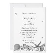 Glamous Beach in Silver bröllopsinbjudan