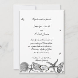 Glamous Beach in Silver bröllopsinbjudan Inbjudningar