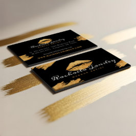 Glamous Beauty Black & Guld Läppar Makeup Artist Visitkort