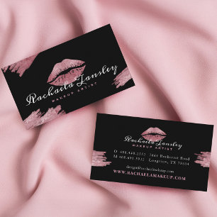 Glamous Beauty Black & Rosa Lip Makeup Artist Visitkort