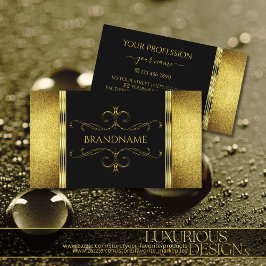 Glamous Black and Guld Glitter Decornate Ornate Visitkort
