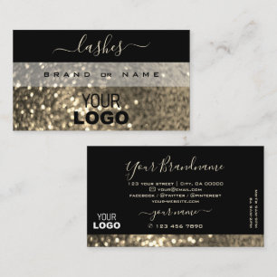 Glamous Black and Guld Gnistra Glitter med Logotyp Visitkort