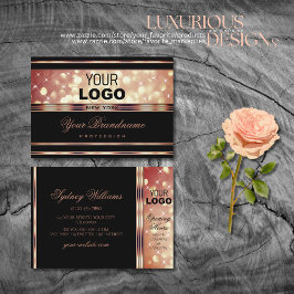 Glamous Black and Ro Guld Gnistra Glitter Logotyp Visitkort