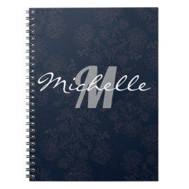 Glamous Black and White Monogram Spiral Anteckningsbok