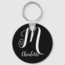 Glamous Black and White Script Monogram Namn
