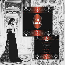 Glamous Black Copper Ornate Ornaments med Logotyp Fyrkantigt Visitkort
