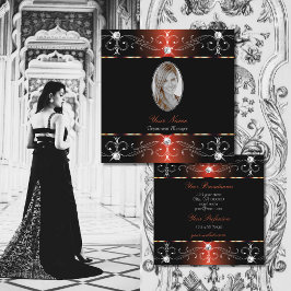 Glamous Black Copper Ornate Ornaments with Photo Fyrkantigt Visitkort