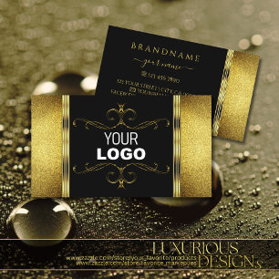 Glamous Black Guld Glitter Dekorerad Ornate-Logoty Visitkort