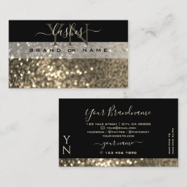 Glamous Black Guld Gnistra Glitter med Monogram Visitkort