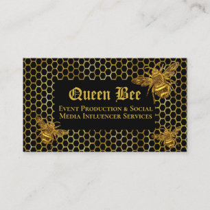 Glamous Black Guld Queen Bee Events Influencer Visitkort