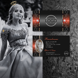 Glamous Black Lava Red Squiggled Logotyp och Photo Visitkort