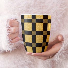 Glamous Black och guld Bufallo plaid mönster Kaffemugg