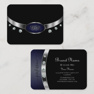 Glamous Black och Silver med Monogram Diamonds Visitkort